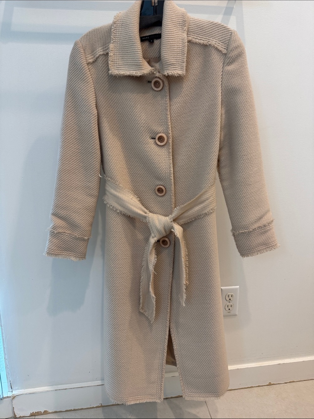 Marc Jacobs Cream Long Tie-Belt Trench Coat